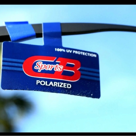NEW CB Sports Mirrored Black Clear frame Rectangle Polarized Sunglasses w/pouch - Picture 5 of 9